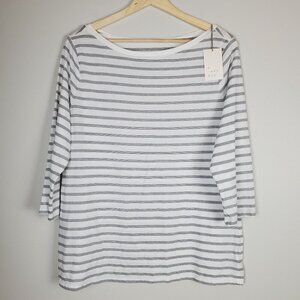 A New Day Women's Striped 3/4 Sleeve Top White Black Size XL Soft Comfy New